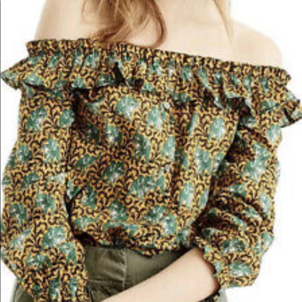 JCrew Off the Shoulder Print